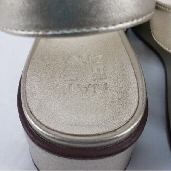 Naturalizer Caryn Silver Metallic Sling Back Leather Sandals Shoes Size 9 M - Picture 9 of 16